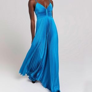A.L.C. Blue Aeries Pleated Dress